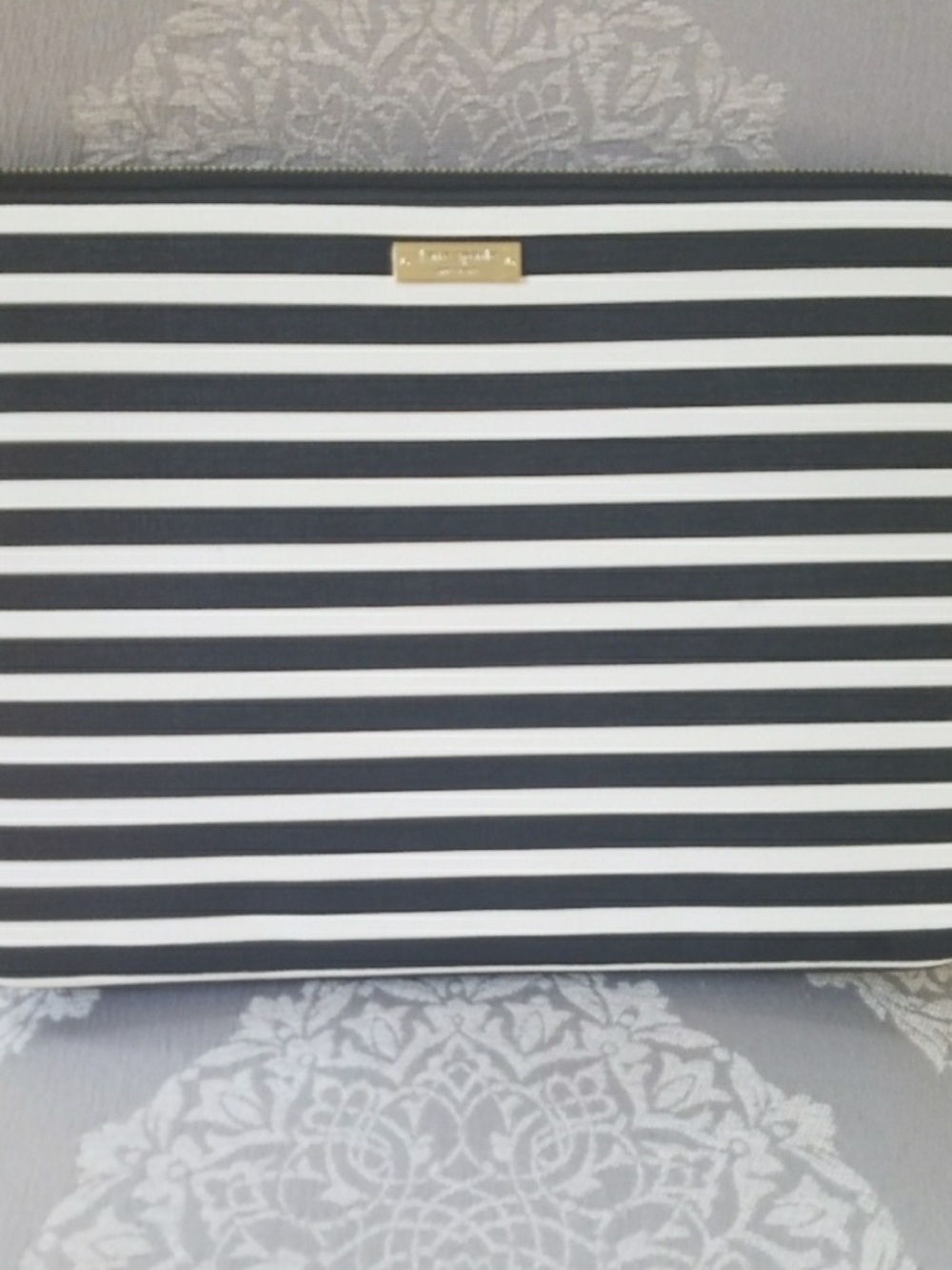 kate spade Black and White Stripe Cosmetic Pouch